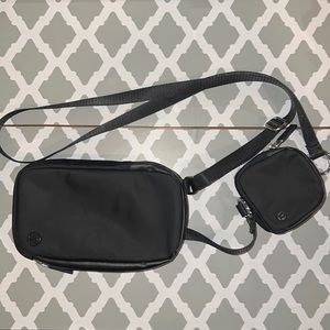 Lululemon Black cross body with coin/ AirPod purse